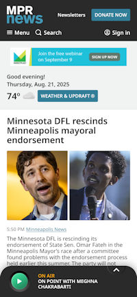 MPR News mobile site screenshot